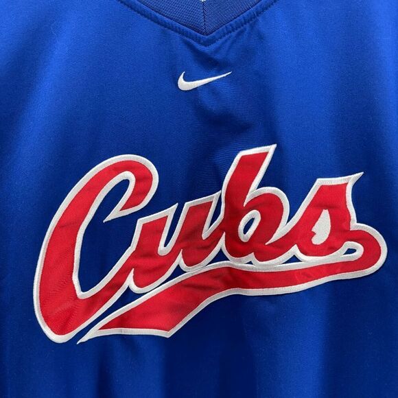 Vintage 90's Chicago Cubs Nike Center Swoosh Windbreaker Pullover XXL Nylon MLB - Picture 2 of 5